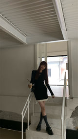 Slim line ribbed mini dress