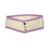 Button Knit Hairband (violet)