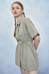 HIDE Cutting Half Sleeves Shirt (Light Khaki) (6570994565238)