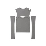 カットアウトウォーマートップ/0 5 cut out warmer top - GREY