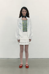 GRAPHIC LAYERED SHIRRING SLEEVELESS [LIME]