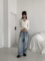 Harin Stopper Washing Long Denim Wide Pants