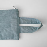オックスフォードシンプルラインストラップポーチ - skyblue gray