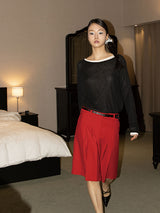 VIVID PLEATS SKIRT (TOMATO)