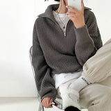 Quarter Zip Waffle Knit Top