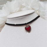 Burgundy Heart Earring and Choker Set