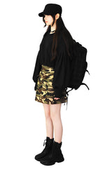 ミリタリーカモストラップAラインミニスカート/military camo strap a-line mini skirts (begie)