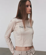 NICOLE PINTUCK LS CROP TOP_GRAY