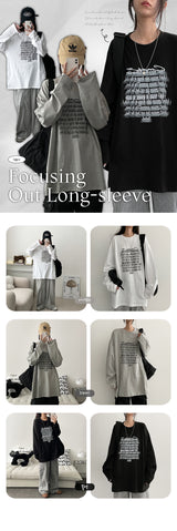 フォーカスアウトロングスリーブTシャツ