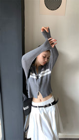 double zip knit cardigan