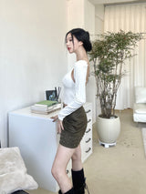 チェーンスリットバックレスT/761. Chain slit backless T (2color)