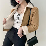 Midu wool collar suede cropped jacket (3 colors)