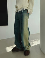 ストレートウォッシュドデニムパンツ/no.5187 Straight Washed Denim Pants (2color)