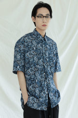 コンプレックス 1/2 シャツ / COMPLEX BYZANTINE PAISLEY 1/2 SHIRT NAVY