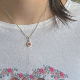 Tiny pink rose necklace
