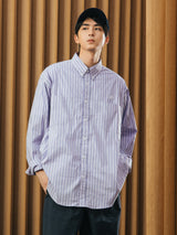 DAKYAM Colorful striped yarn-dyed side zipper pocket cityboy long-sleeved loose shirt