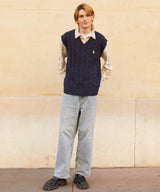 マークオーバーサイズニットベスト/RCH mark oversize knit vest navy