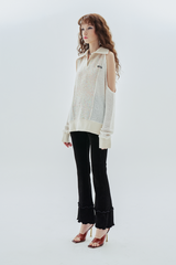 ホールカラーニット / hole collar knit_white