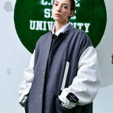 [UNISEX] Reversible Wool-Blend Varsity Coat (Grey) (6656672989302)