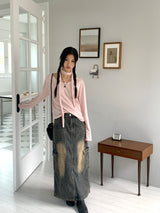 Town Scarf Set Striped Linen Long Sleeve T-Shirt