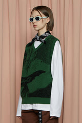 GRAPHIC KNIT VEST / GREEN
