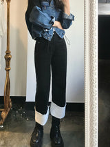 セミワイドフィットデニムパンツ/SEMI WIDE FIT BLACK+WHITE DENIM PANTS [17723]