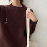 Bear Patch Embroidery Round Knitwear