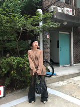 ヴィンテージツイストバルーンアンバランススリットニット