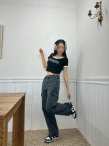 blur short sleeve cropped tee