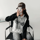 Teenage Two-Way Color Raglan Knit Zip-Up Hoodie