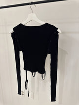 ショルダースリットリブクロップトップ