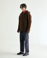 UNISEX MERINO WOOL CABLE KNIT ZIPUP M - MOCHA (6636048285814)