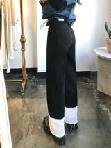 セミワイドフィットデニムパンツ/SEMI WIDE FIT BLACK+WHITE DENIM PANTS [17723]