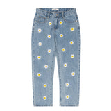ストレートフィットフラワー刺繍デニムパンツ/IZ*ONE CHEWON, LOVELYZ KEI, ROCKET PUNCH YEONHEE WORN STRAIGHT FIT FLOWER EMBROIDERY DENIM PANTS [6663]