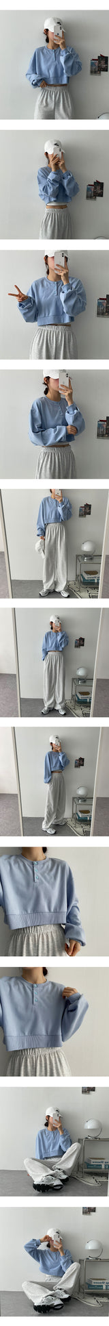 セイボタンラウンドクロップドスウェットシャツ / Say Button Round Cropped Sweatshirt