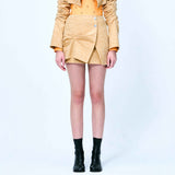 スエードミニラップスカート/DOZI - Suede Mini Wrap Skirt _ Camel