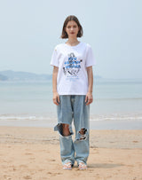 【OUTLET】グランマプリントレギュラーフィットTシャツ BLUE