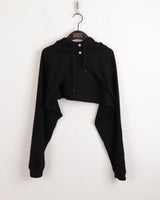 Lots Snap Button Waffle Layered Hooded Bolero