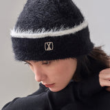 VA Square Stud Hairy Beanie / Black