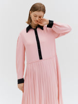 Lace pleated dress - Pink (6682486931574)