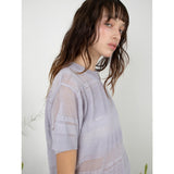 リネンストライプニットトップ / LINEN STRIPE KNIT TOP - PURPLE