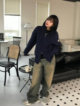 Corbin knit hood zip up