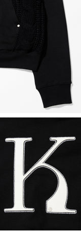 Mixed Fabric Knit KUYRI K Hoodie (Resort Black)