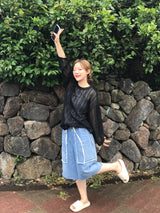 スラッシュデニムハーフパンツ