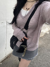 ベーシックアルパカVネックニット / Basic alpaca v-neck knit