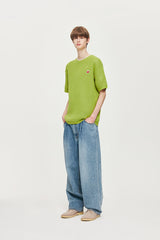 スモールチェリーニット半袖Tシャツ / UNI SMALL CHERRY SHORT SLEEVED KNIT KS [GREEN]