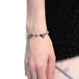 NO.438 [SILVER] パールハートブレスレット
