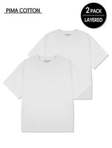 UNISEX Pima Cotton Layered 2 Pack Short Sleeve White(FCD2TS112M)