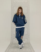 GRANNY SQUARE HALF ZIP UP SWEATSHIRT NAVY (6691434201206)