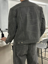 セミオーバーチャイナセットアップデニムジャケット / LMN Semi-Over China Setup Denim Jacket (Gray)